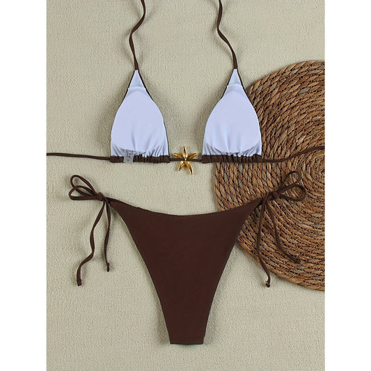 Dame Triangle-bikini med modigt stjernedetalje og justerbare stropper Stilla