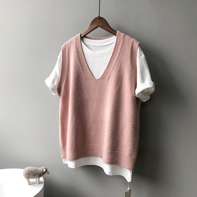Dame ærmeløs V-Pullover i blødeste cashmere-blanding med elegant snit Stilla