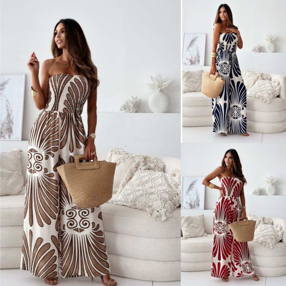 Dame jumpsuit med stilfuld bandeau-udskæring og bred ben Stilla