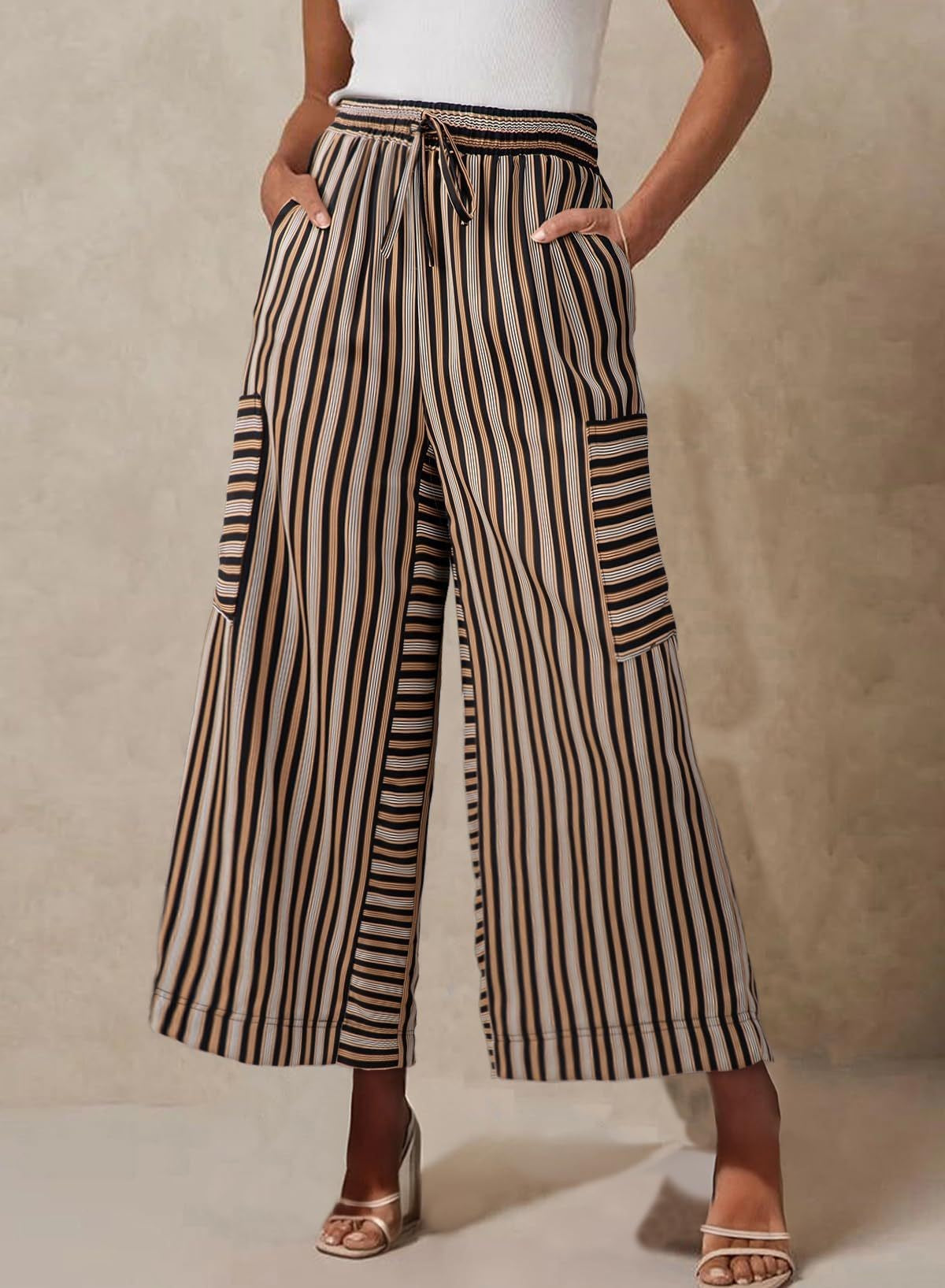 Dame afslappede Palazzo-bukser med lige snit og sidelommer Stilla