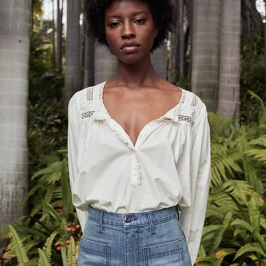 Dame afslappet bluse med romantisk Boho-stil Stilla