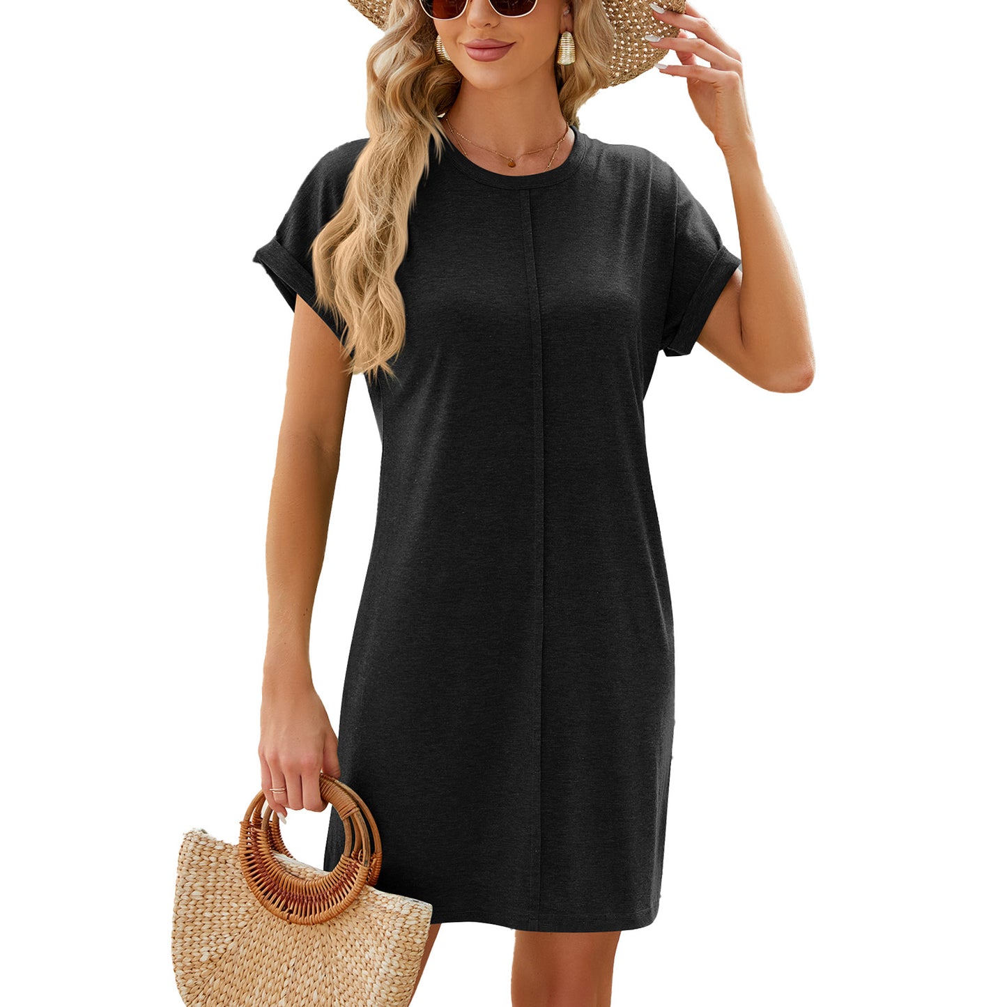 Dame afslappet kortærmet kjole i minimalistisk design Stilla