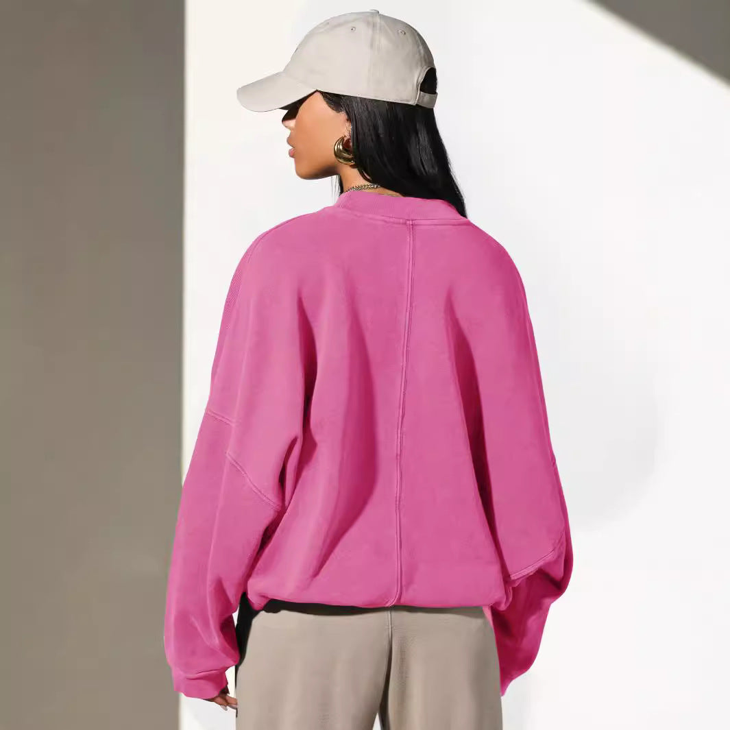 Dame afslappet oversized sweatshirt med høj krave og struktureret design Stilla