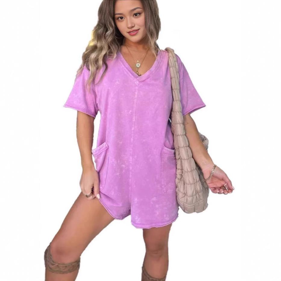 Dame Casual Oversized V-Hals Jumpsuit Stilla