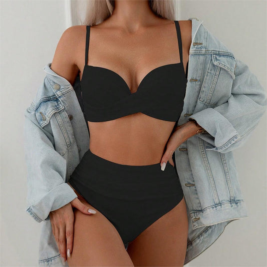 Dame Højtaljet Bikini-sæt med elegant Vævetop Stilla