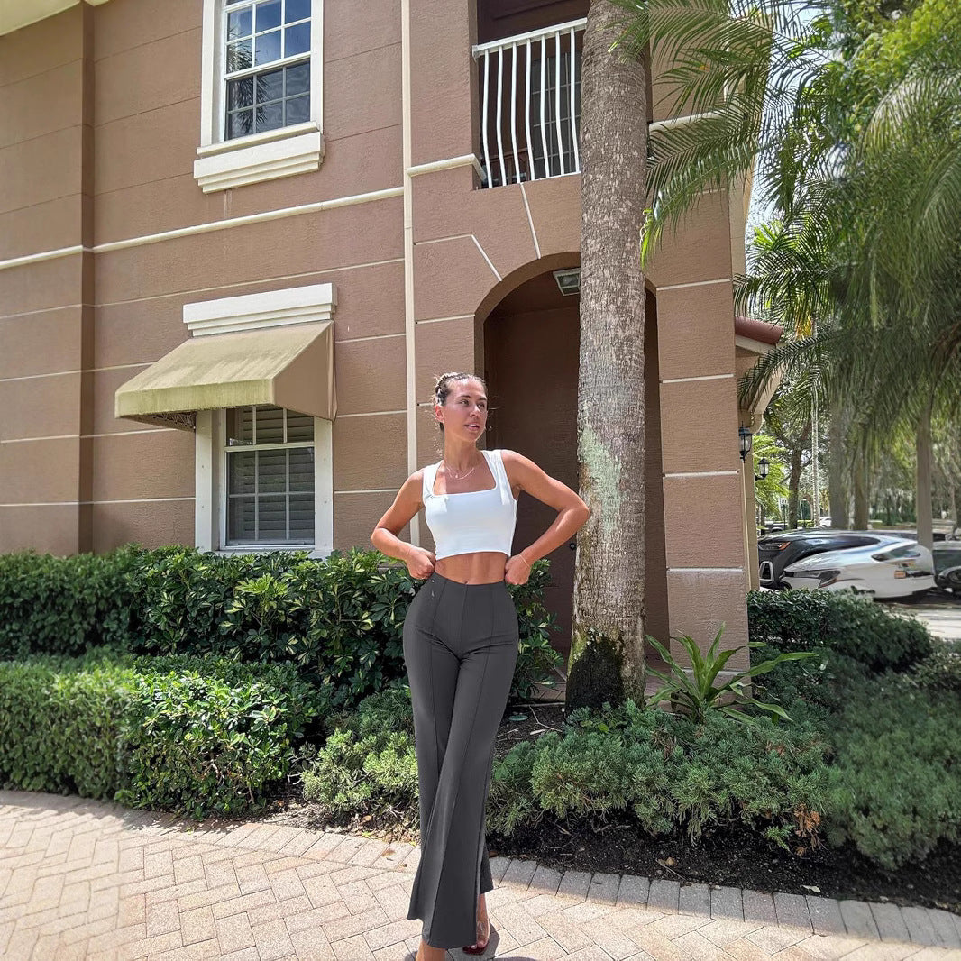 Dame elegant høj talje bukser med sidelids og figursyet pasform Stilla