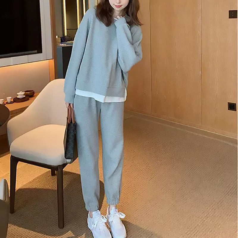 Dame afslappet fritidssæt med broderet motiv og komfortable stænger Stilla