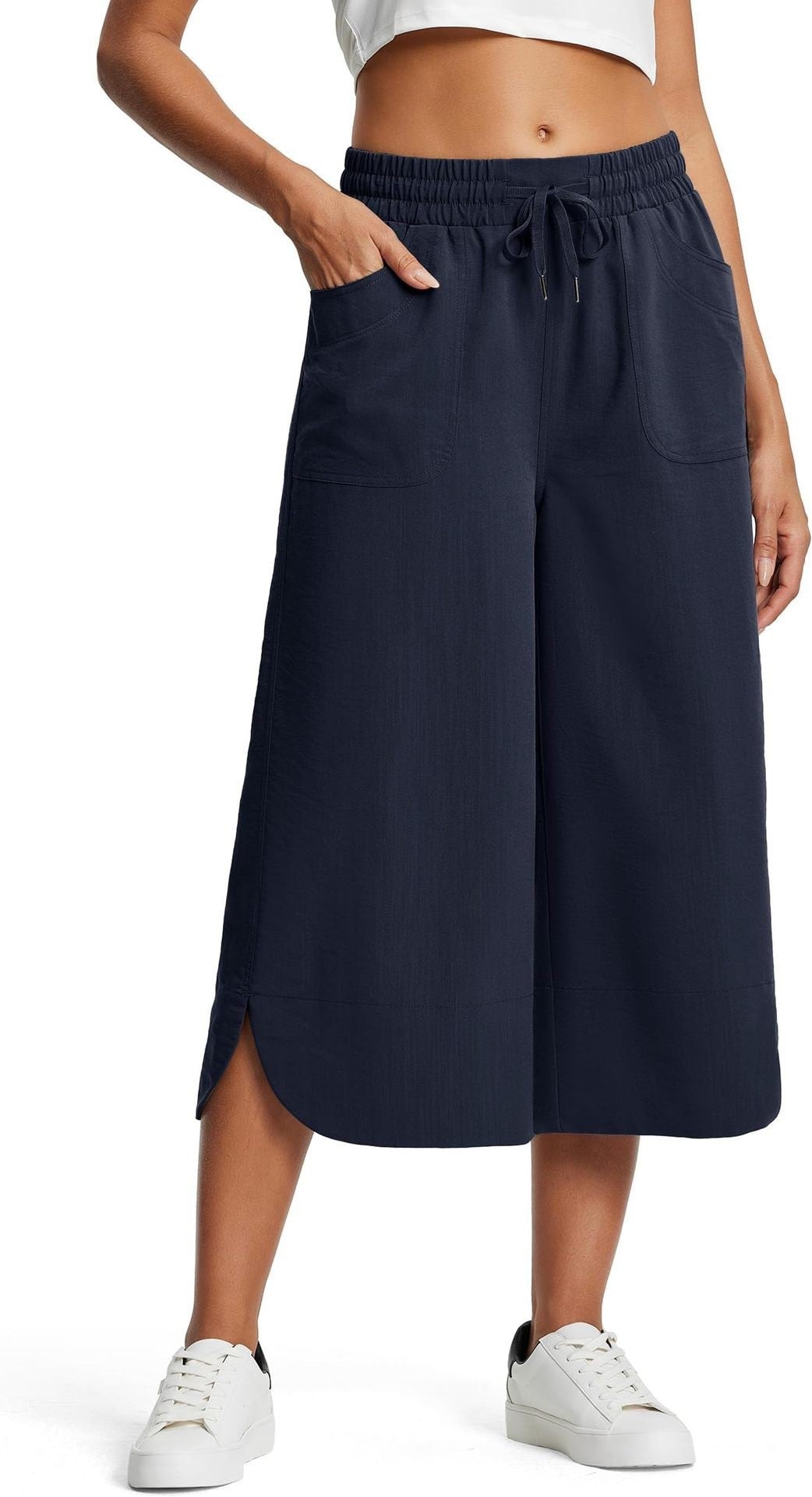 Dame afslappede culottes med elastisk talje og sidelommer Stilla