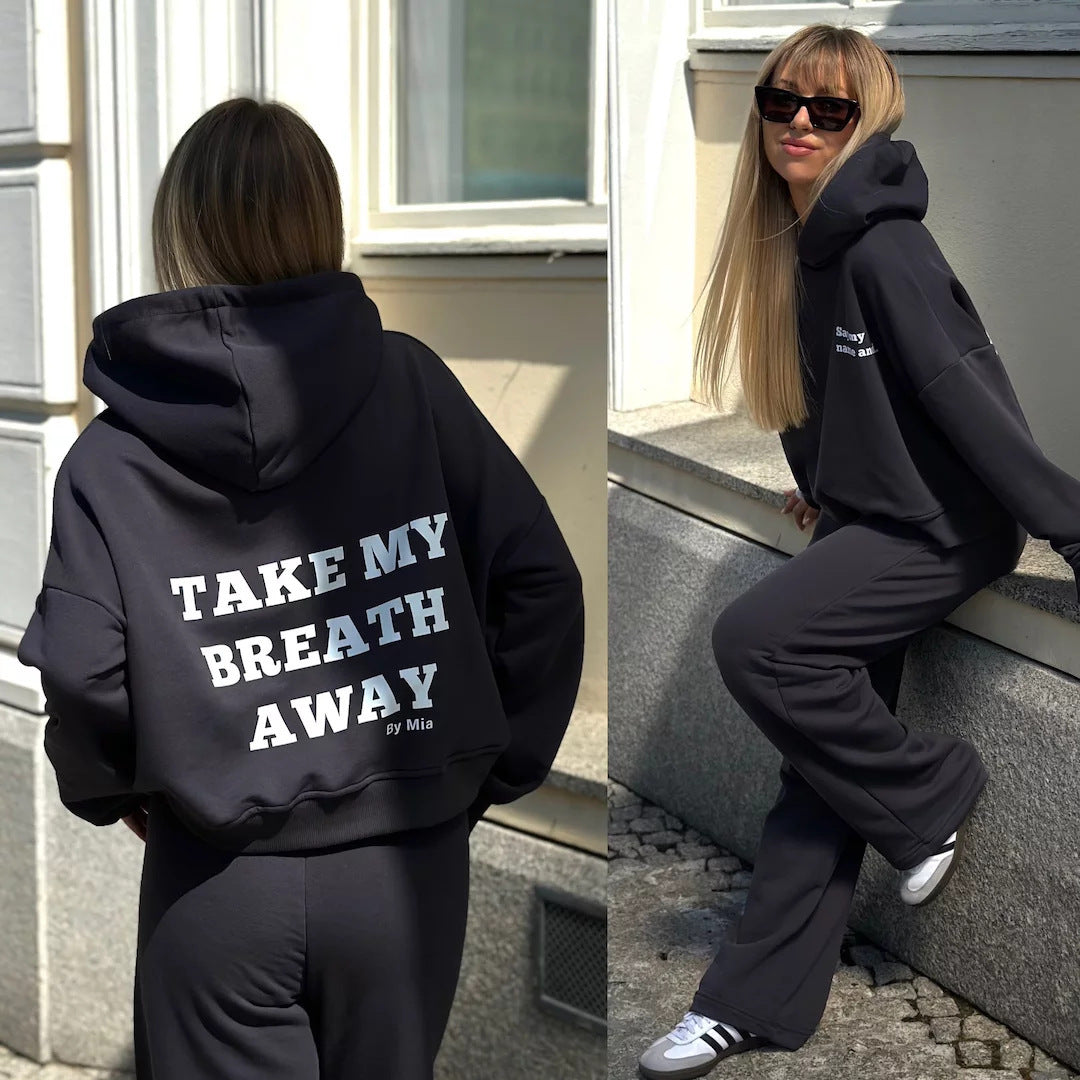 Dame afslappet hoodie og løstsiddende joggingbukser Stilla