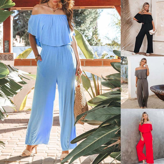 Dame Off-Shoulder Bredbenet Jumpsuit Stilla