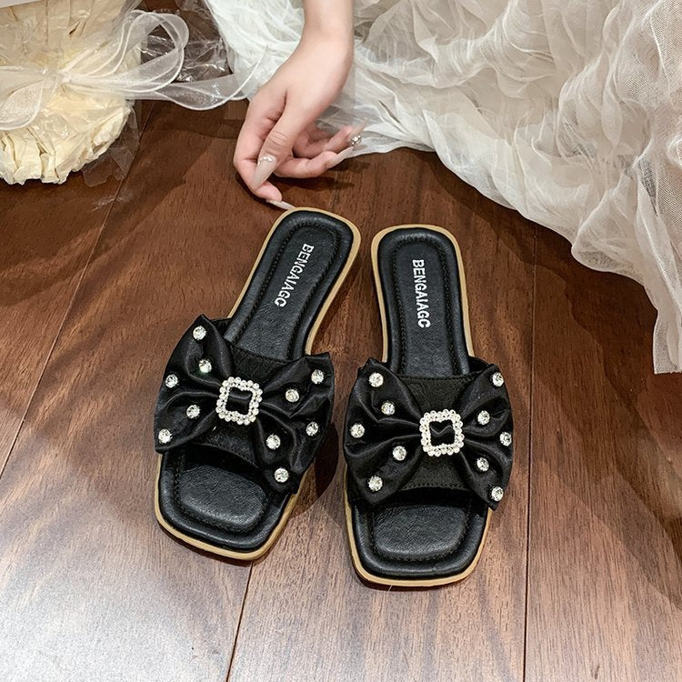 Dame Designer-sandaler med glamorøs sløjfedetalje og brusende strassdekorationer Stilla