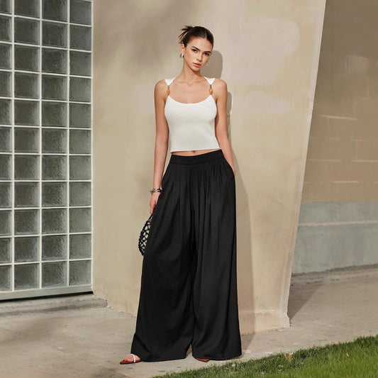 Dame Cropped Top med elegante stropper og dekorative detaljer Stilla