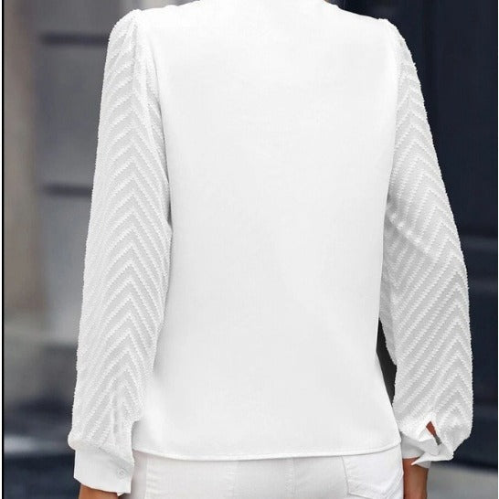 Dame elegant bluse med strukturerede ærmer Stilla