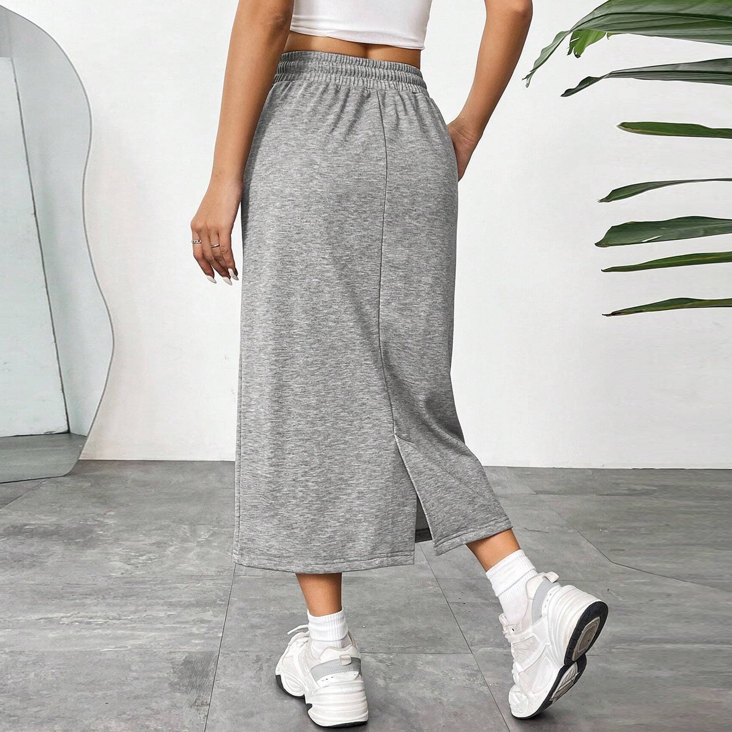 Dame afslappet Maxiskørt lavet af blød jersey med strækbart liv Stilla