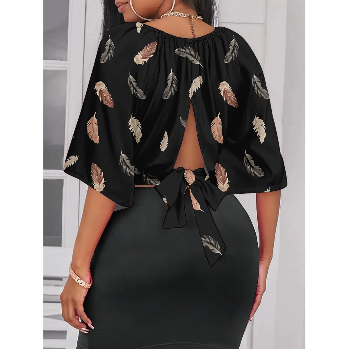 Dame Elegant cropped top med svajende ærmer Stilla