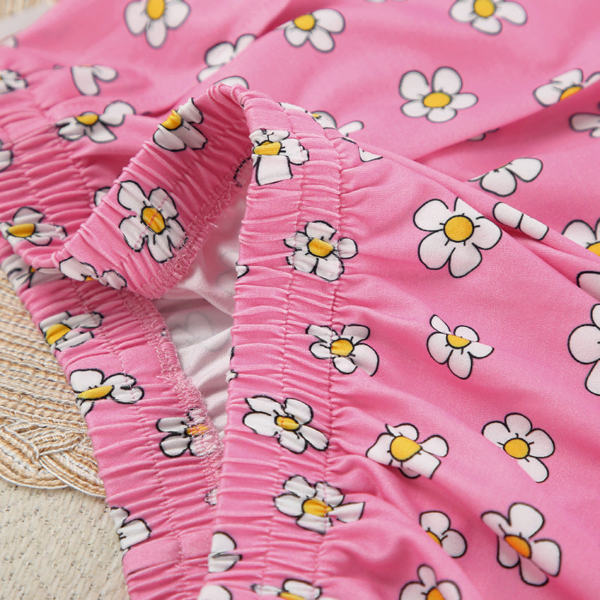 Dame afslappet lounge-sæt med blomster mønster og cropped top Stilla