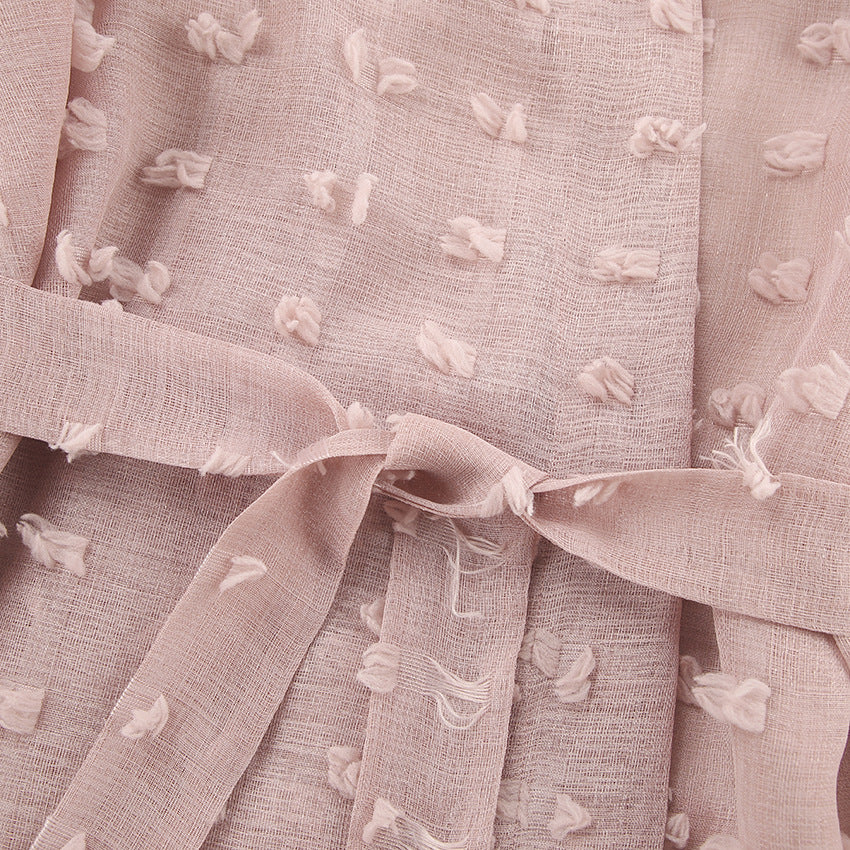 Dame elegant Kimono-badekappe med fine strukturaccentuer Stilla