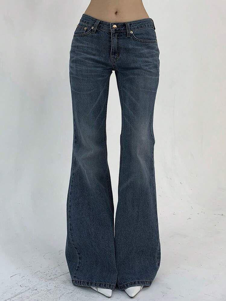 Dame Flared Jeans med høj talje og let Used-Look Stilla