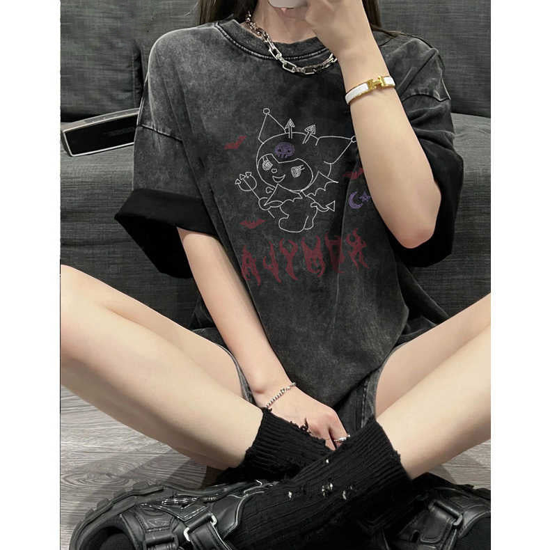 Dame afslappet oversized T-shirt med sporty skrift Stilla