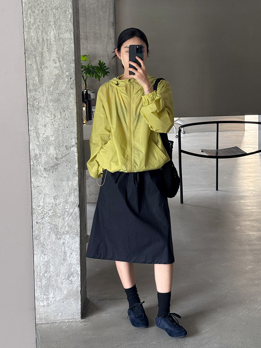 Dame afslappet sommernederdel med elastisk talje og sidelommer Stilla