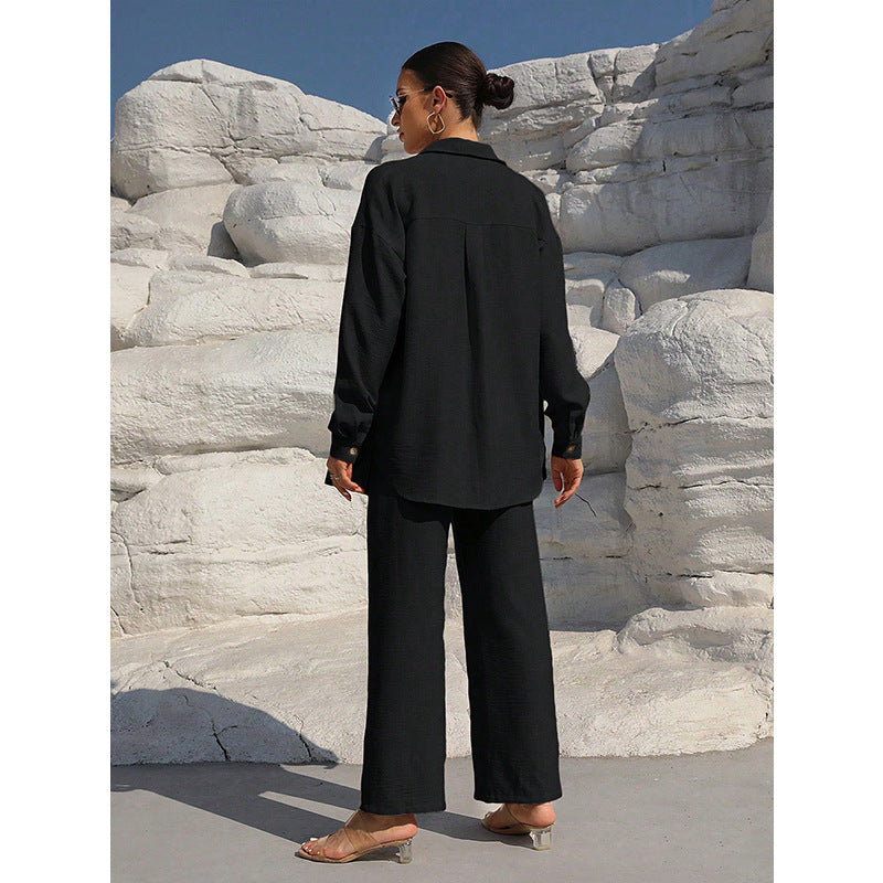 Dame afslappet fritidstop med brede bukser Stilla