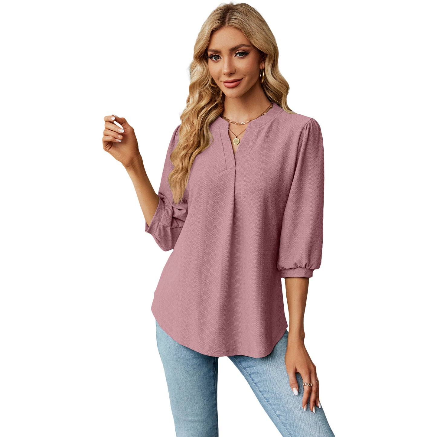 Dame elegant bluse med elegante pufærmer Stilla
