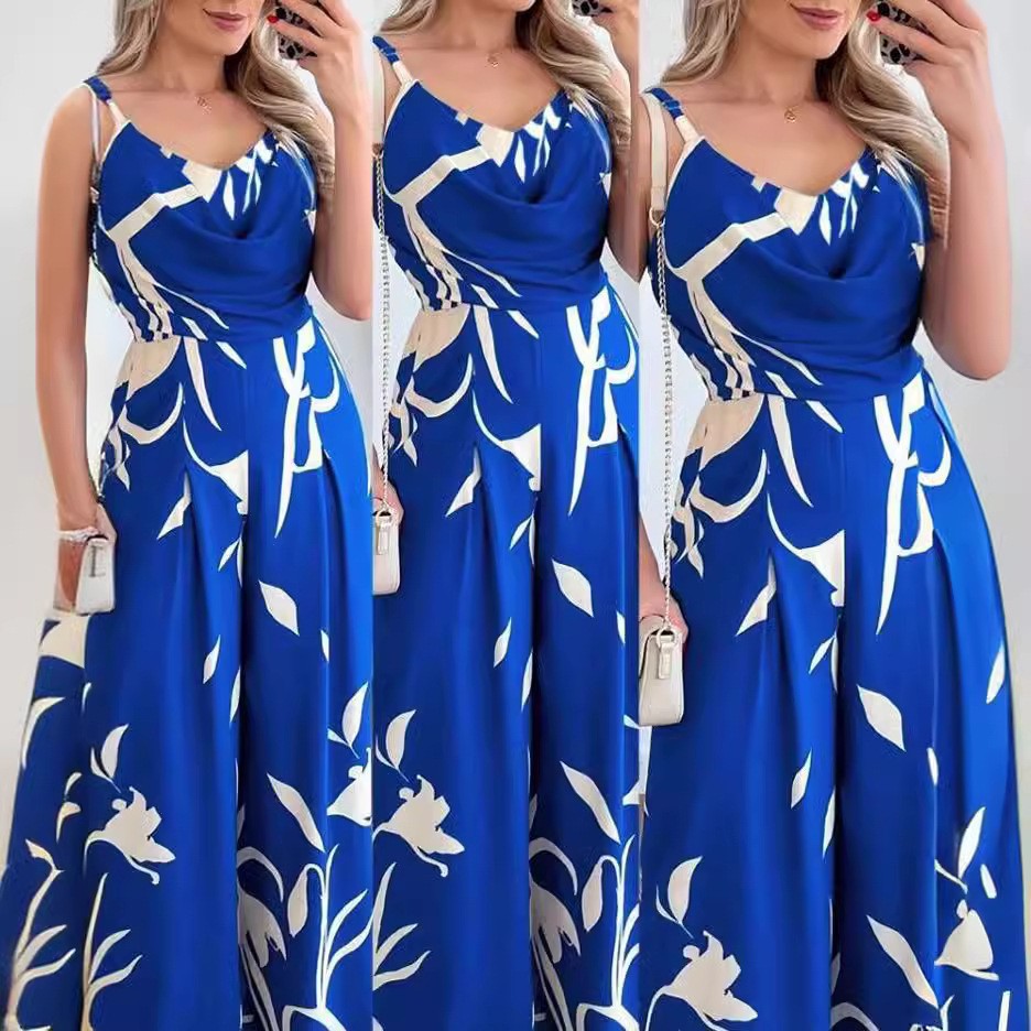 Flydende maxi-jumpsuit til damer med draperet udskæring Stilla