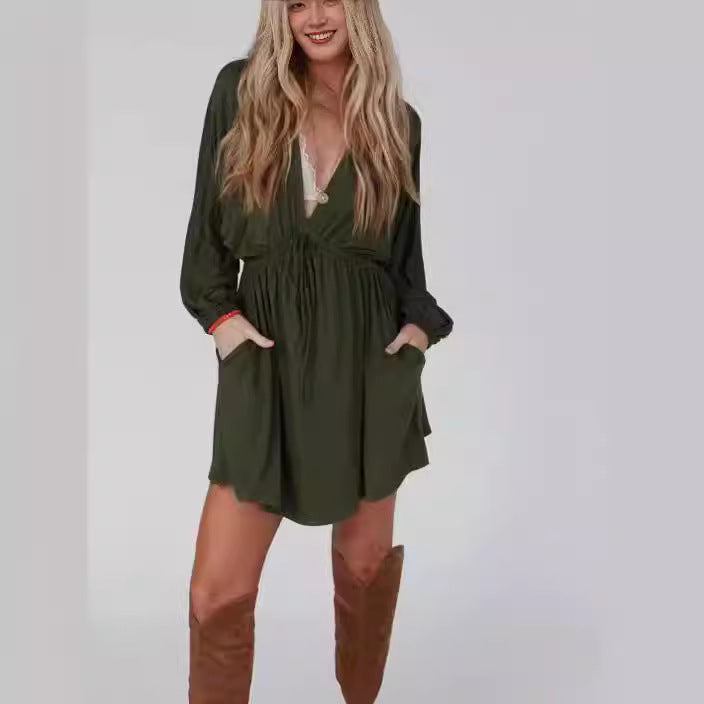 Dame luftig Jumpsuit med dyb V-halsudskæring og taljevdraw Stilla