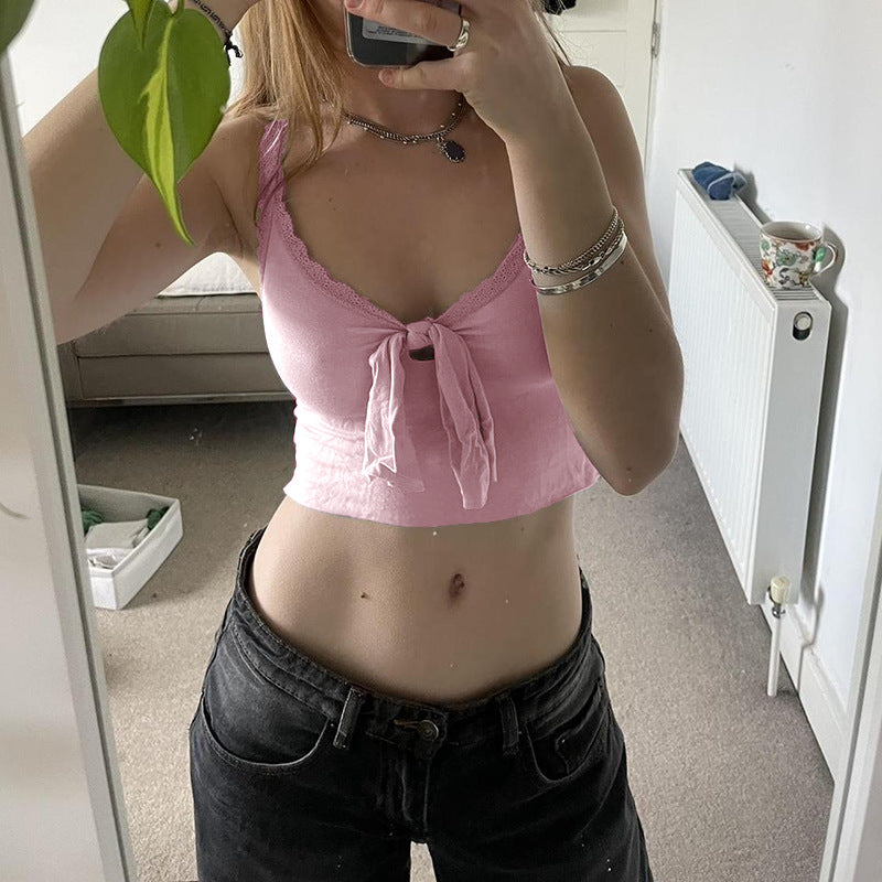 Dame Cropped Tie-Front Camisole Top Stilla