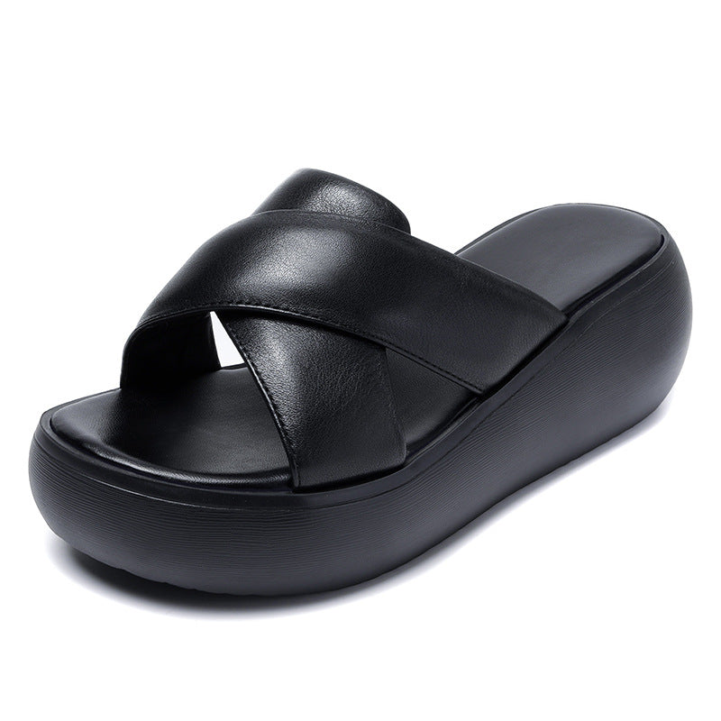 Dame Cross-Strap Platform Slide Sandaler Stilla