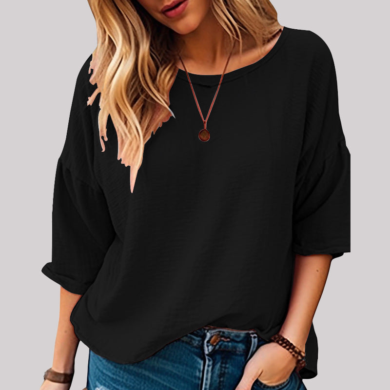 Dame afslappet longsleeve overdel med minimalistisk struktur og løs pasform Stilla