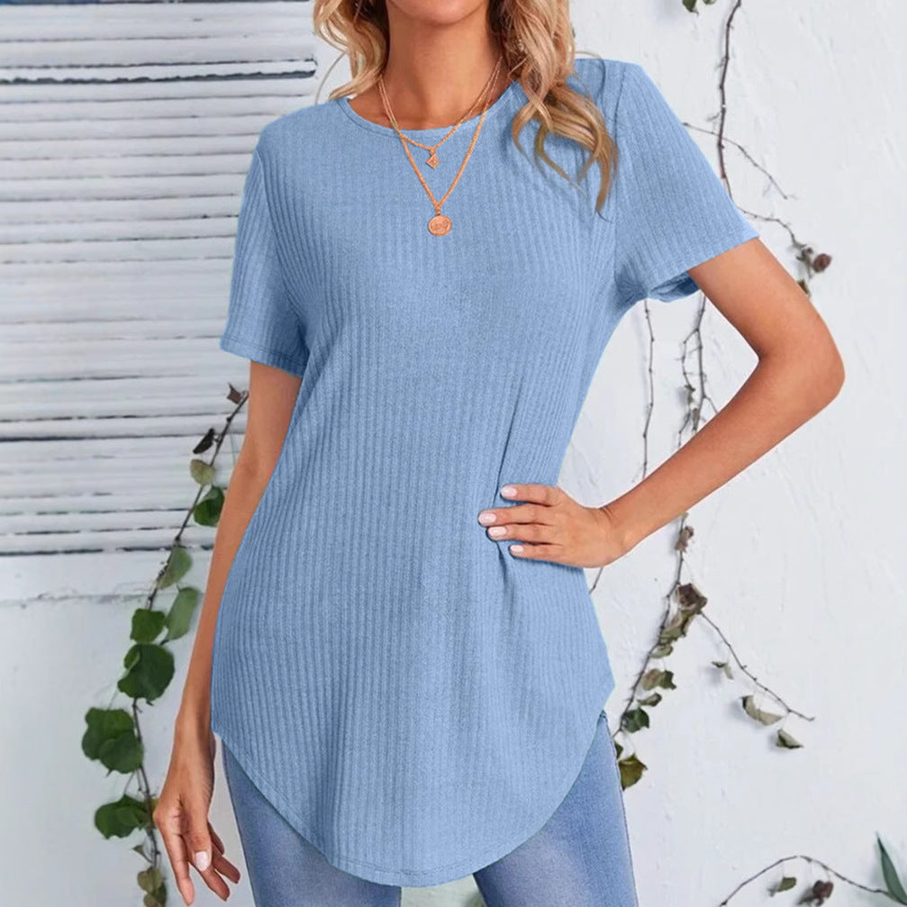 Dame afslappet Langærmet t-shirt med moderne ribmønster Stilla