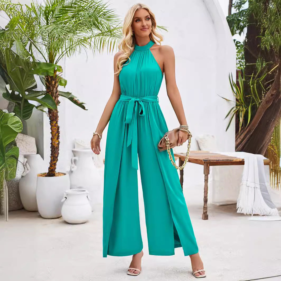 Dame elegant jumpsuit med høj krave og benåbninger Stilla