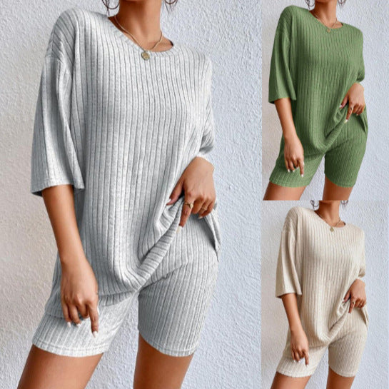 Dame afslappet dobbelt-sæt med ribstruktur Stilla