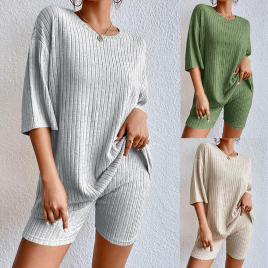 Dame afslappet dobbelt-sæt med ribstruktur Stilla