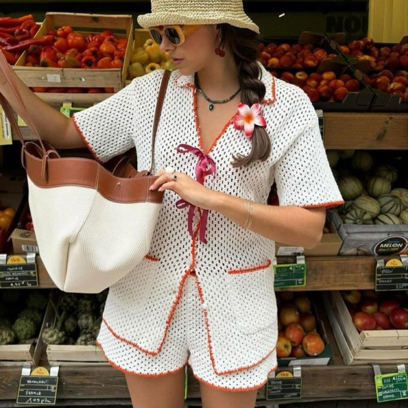 Dame afslappet hækle-jumpsuit med flæse detaljer Stilla