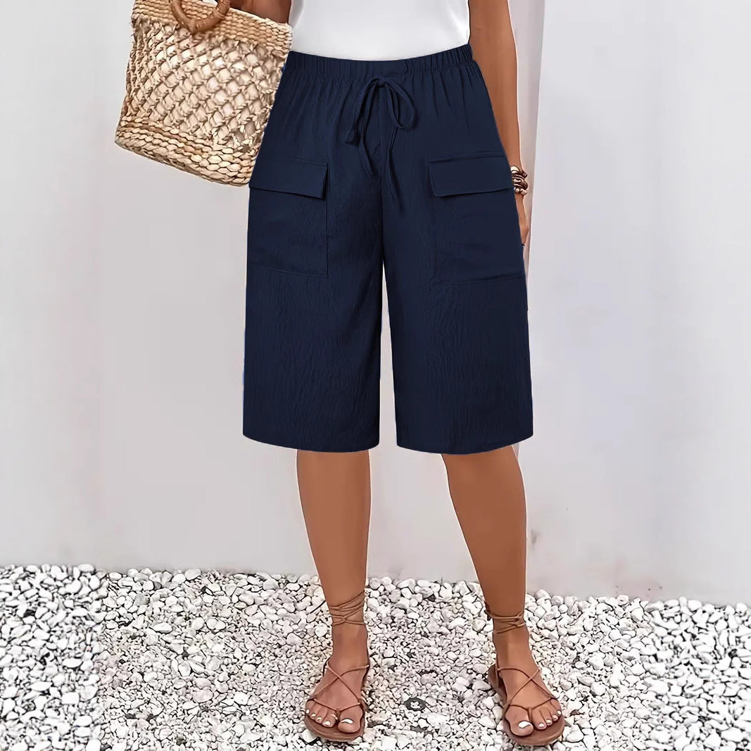 Dame afslappede cargo-shorts med elastisk talje og praktiske lommer Stilla