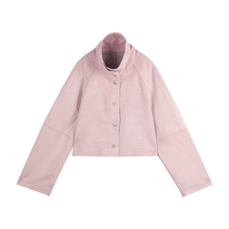 Dame cropped overgangsjakke med blødt materiale og elegant krave Stilla