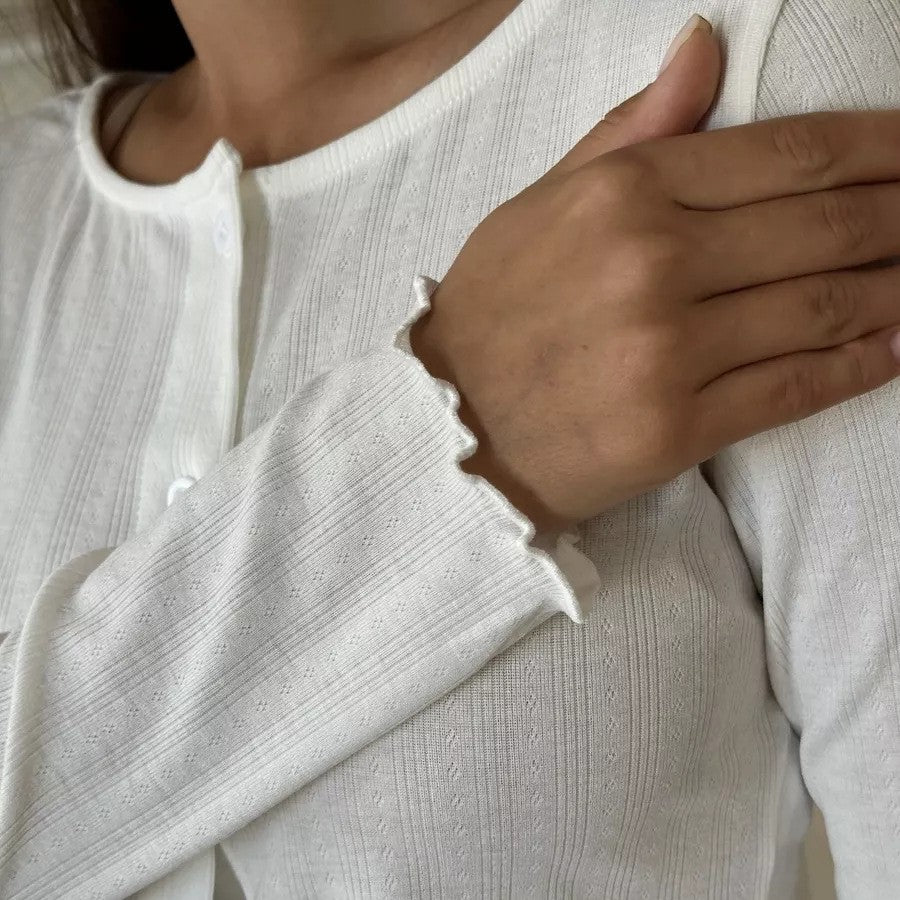 Dame Cropped Langærmet skjorte med knapliste Stilla