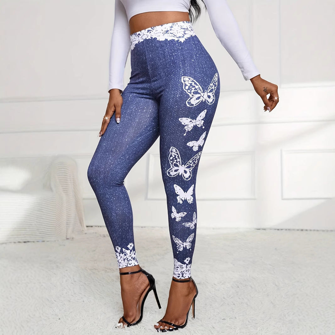 Dame leggings med høj talje og feminine spidsdetaljer Stilla