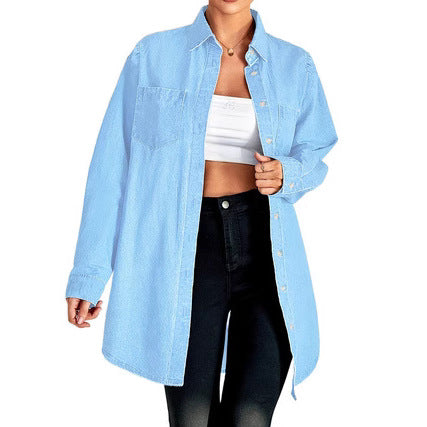 Dame afslappet Denim-skjorte med praktiske brystlommer og komfortabel pasform Stilla