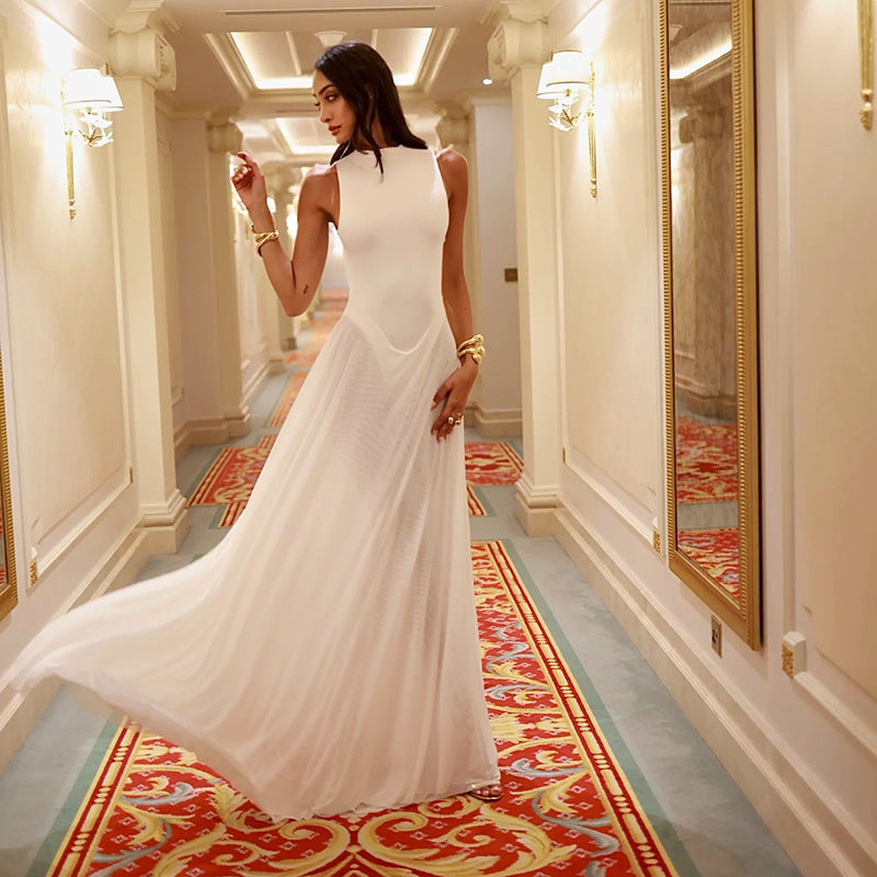 Dame Elegant Højkrave-Maxikjole Stilla