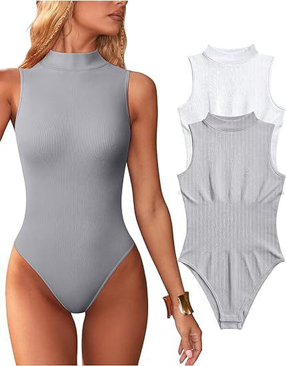 Dame bodysuit med elegant ståkrave og struktureret overflade Stilla