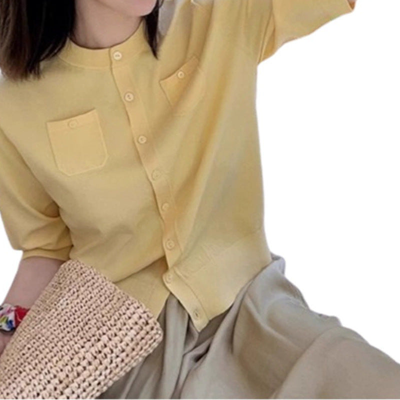 Dame elegant bluse med knapdetaljer og lommer Stilla