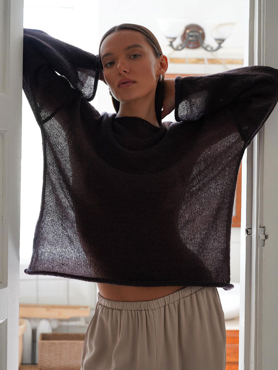 Dame afslappet longsleeve pullover i fin strik kvalitet Stilla