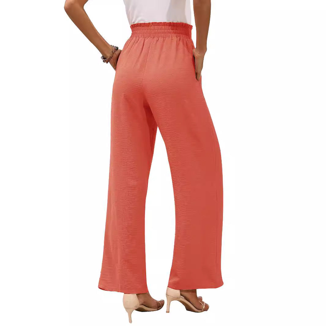 Dame afslappede vidde bukser med høj talje og bindebælte Stilla