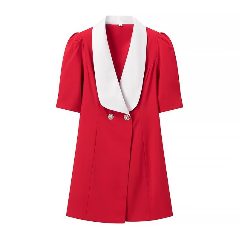 Dame elegant blazerjakke med korte ærmer og dobbelt knaplukning Stilla