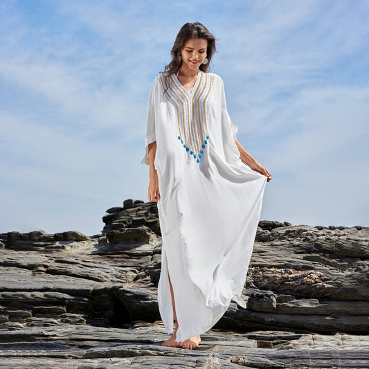 Dame dekoreret strandtunika kjole Stilla