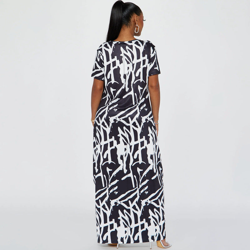 Dame Oversized Kjole i moderne Grafisk Design Stilla