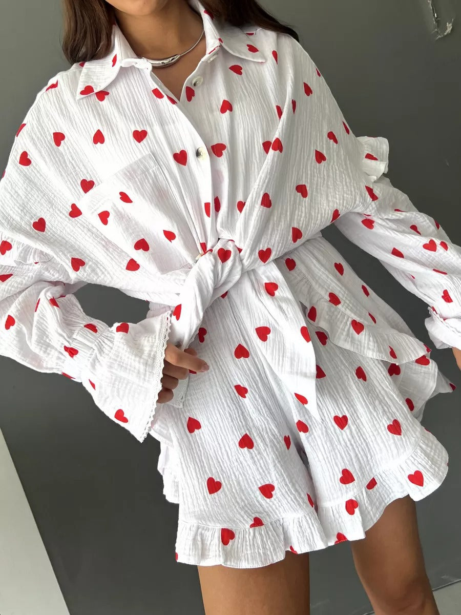 Dame afslappet bluse og shorts sæt Stilla